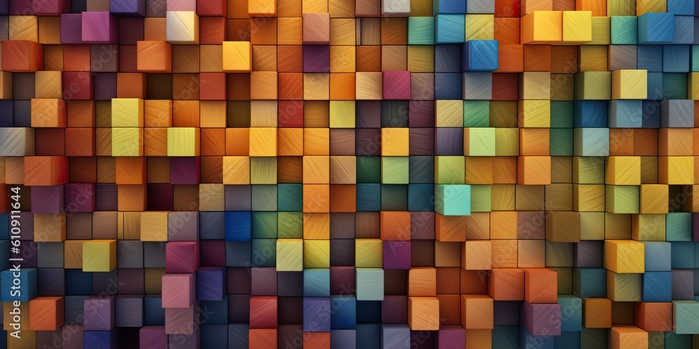 AI Generated. AI Generative. Carved wood cube blocks vibrant timber color abstract geometric patter decoration. Graphic Art AI Generated. AI Generative. Carved wood cube blocks vibrant timber color abstract geometric patter decoration. Graphic Art