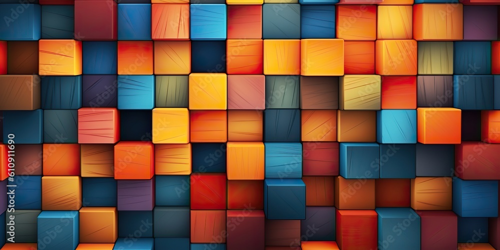 AI Generated. AI Generative. Carved wood cube blocks vibrant timber color abstract geometric patter decoration. Graphic Art AI Generated. AI Generative. Carved wood cube blocks vibrant timber color abstract geometric patter decoration. Graphic Art