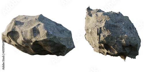 isolated cutout rock or stone in different variation model option, best use for landscape design, or use in post pro render, 