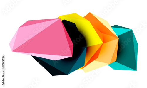 Abstract low poly stone design. Geometric 3d vector design element