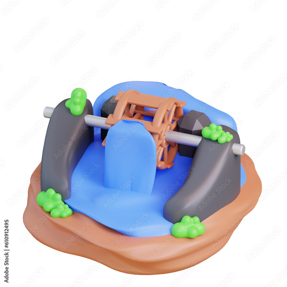 3d illustration of hydroelectric generator