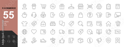 E-commerce Line Editable Icons set. Vector illustration in modern thin line style of marketing icons: payment methods, pictograms and infographic for mobile applications, and types of goods.