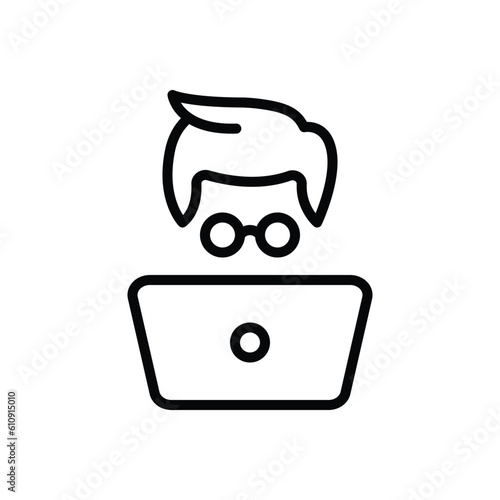 Black line icon for geek 