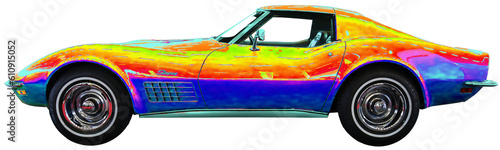 Tableau sur toile Psychedelic Vette from 1971 C3 Stingray