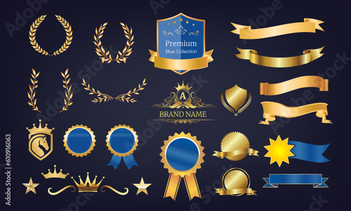 Set of emblems and ribbons