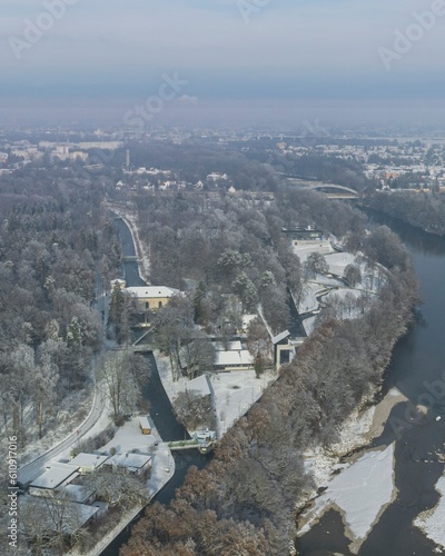 Winter am Lech in Augsburg - Ausblick auf den Hochablass, den Stadtwald und den Eiskanal
 photo