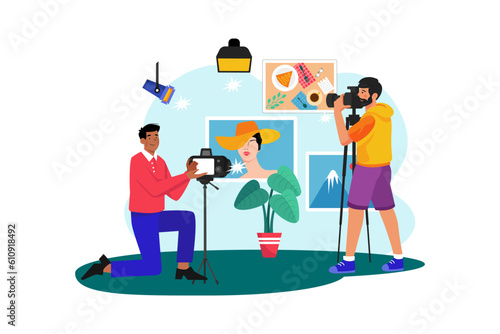 Friends attend a morning photography workshop