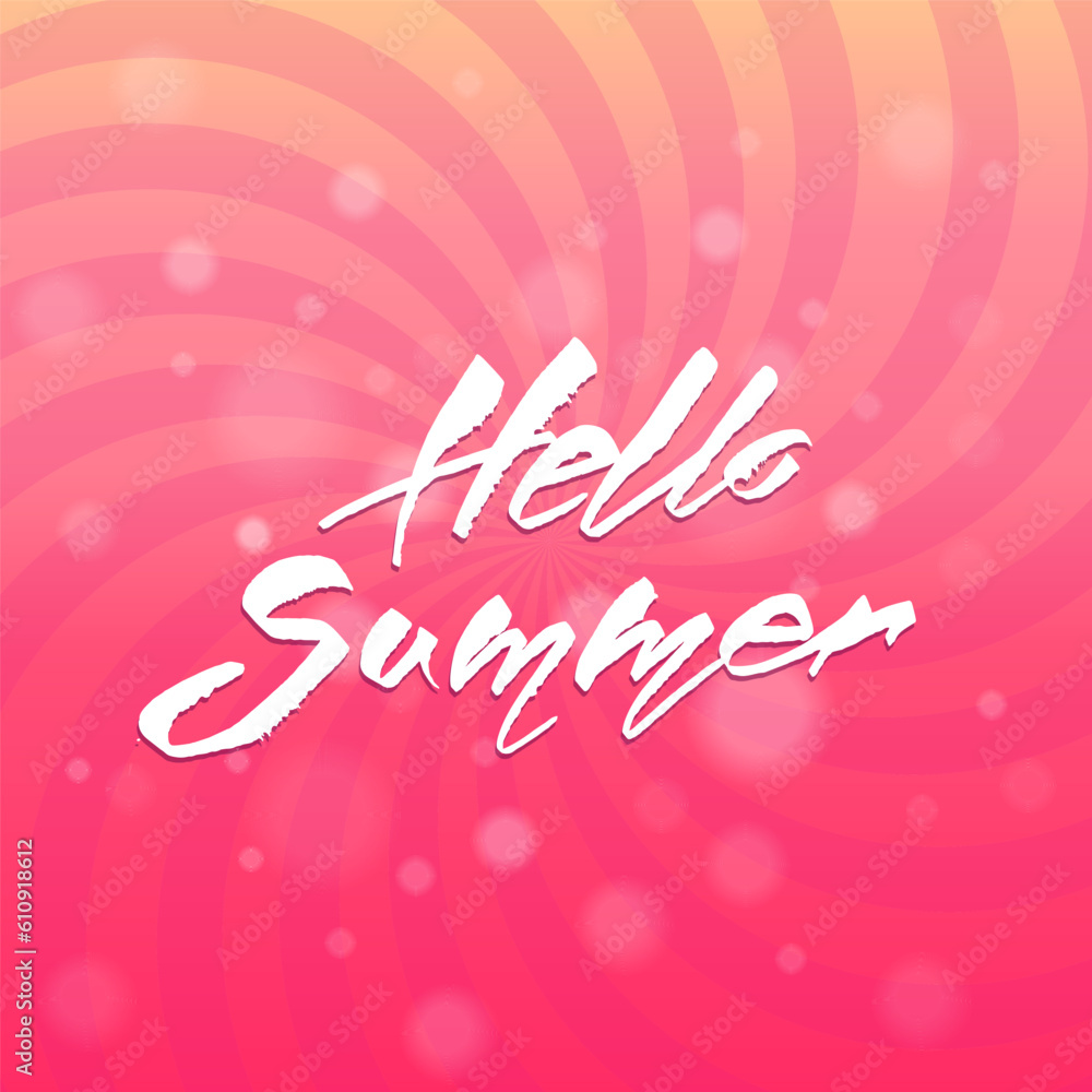 Hello summer. Handwritten lettering typography. Mutual emotional calligraphy
