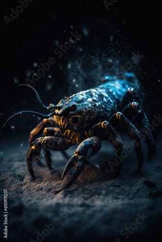 Giant crayfish (Crayfish) on a dark background. Generative AI © LAYHONG