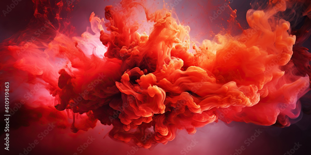 Abstract background with red smoke swirls. Watercolor ink paint cloud. Generative AI Abstract background with red smoke swirls. Watercolor ink paint cloud. Generative AI