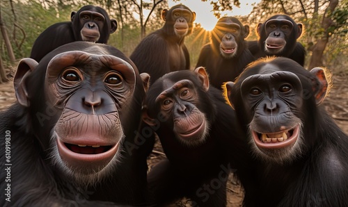 Foto Capture the playful spirit of a chimpanzee in a delightful selfie moment