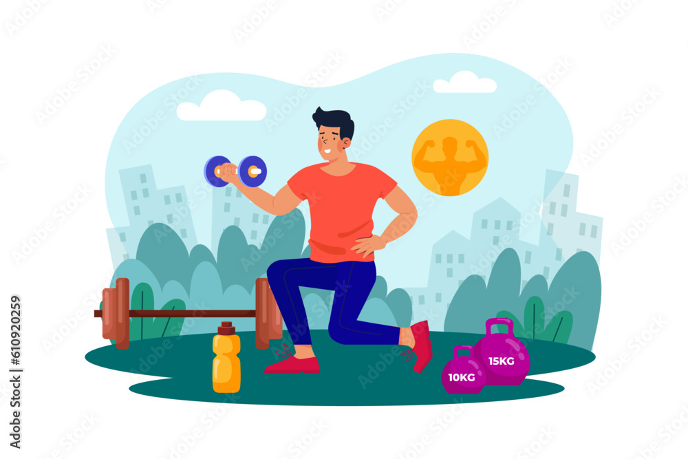 Man participates in a morning boot camp session. Man participates in a morning boot camp session.