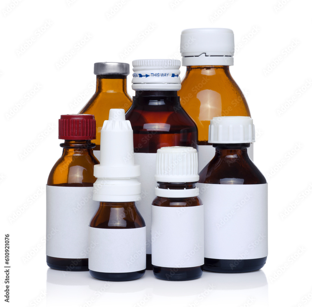 Medicine bottles isolated on white background