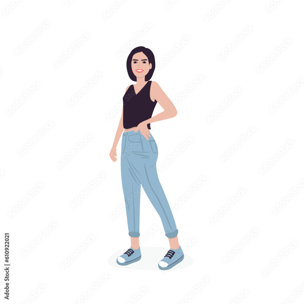 Vector illustration of female character. A beautiful woman who is smiling and mentally healthy. Vector illustration of healthy lifestyle or health care concept. Vector illustration of female character. A beautiful woman who is smiling and mentally healthy. Vector illustration of healthy lifestyle or health care concept.
