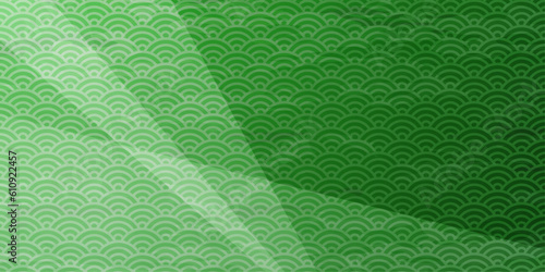 青海波文様　グリーンの背景イラスト