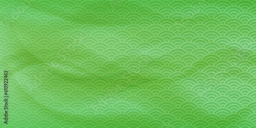 青海波文様　グリーンの背景イラスト