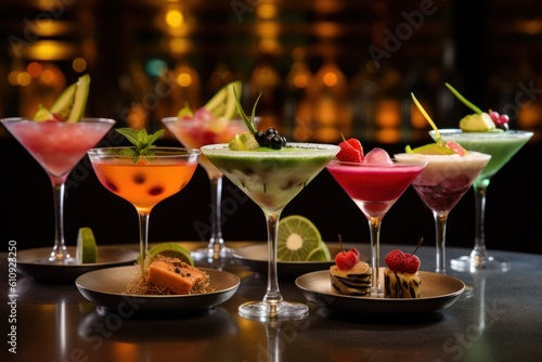 set of beautiful cocktails with fruits and berries  ai tools generated image