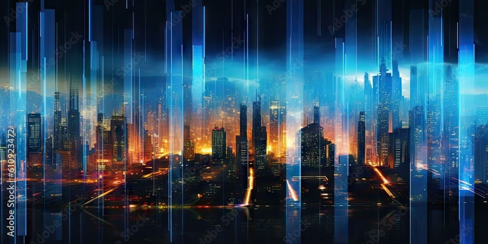 Neon Futuristic. Blue Light in a Technological Metropolis. Creating Cityscape Background Generative AI illustrations Neon Futuristic. Blue Light in a Technological Metropolis. Creating Cityscape Background Generative AI illustrations