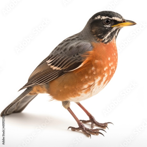 American Robin bird isolated on white background. Generative AI