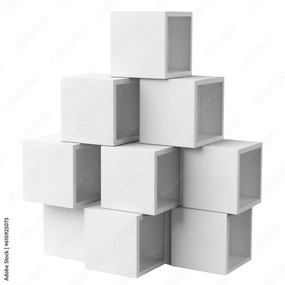 Obraz premium Blank white multi box display on isolated. Generative ai art