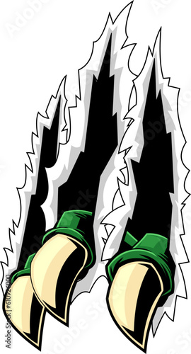 Monster Claws Hand Ripping Out Background Graphic. Design Vector Hand Drawn Illustration Isolated On Transparent Background