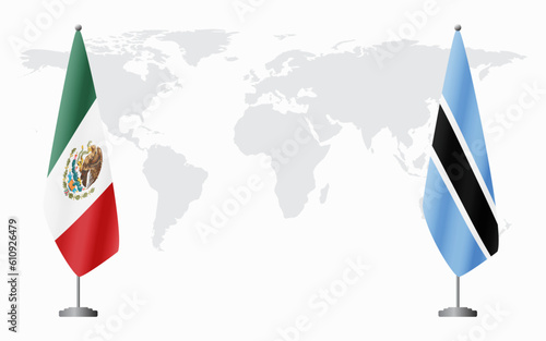 Mexico and Botswana flags for official meeting