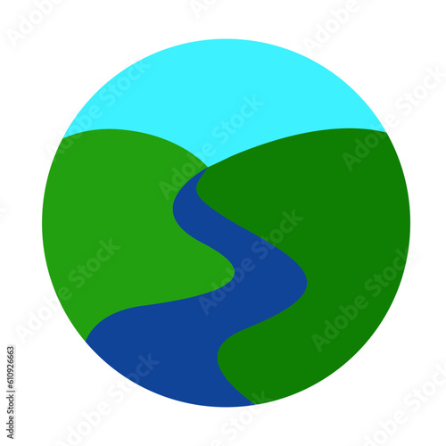 River round logo icon flat vector illustration clipart
