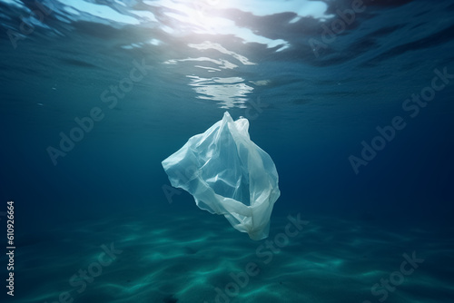 Plastic pollution in the ocean, Plastic bag in the ocean photo