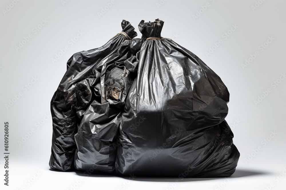 black garbage bags isolated on white black garbage bags isolated on white