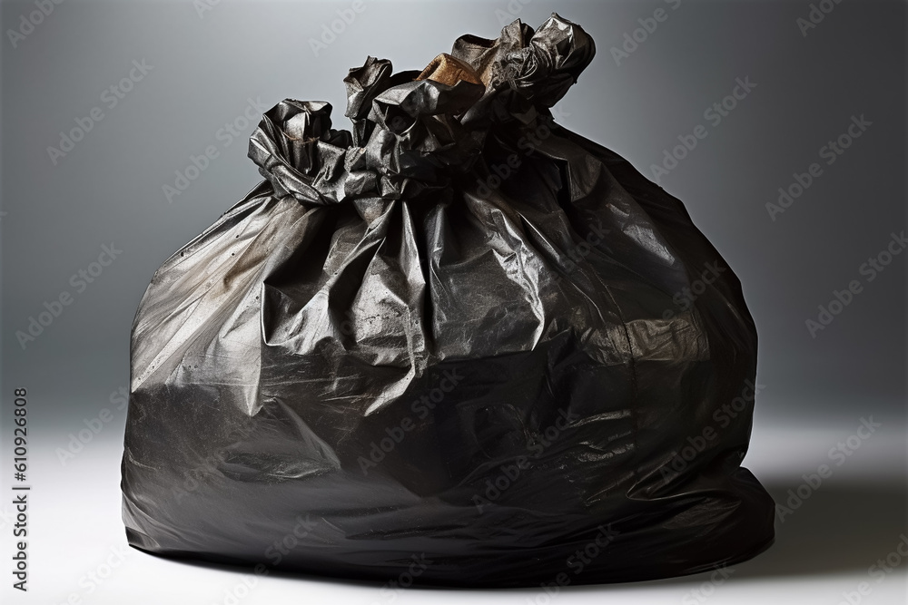 black garbage bags isolated on white