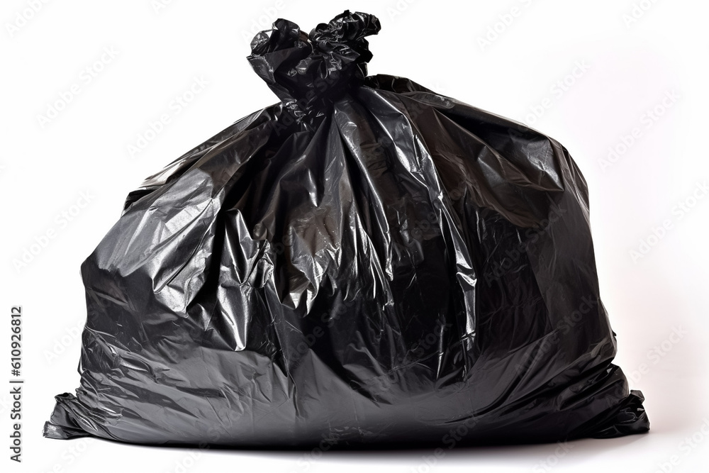 black garbage bags isolated on white