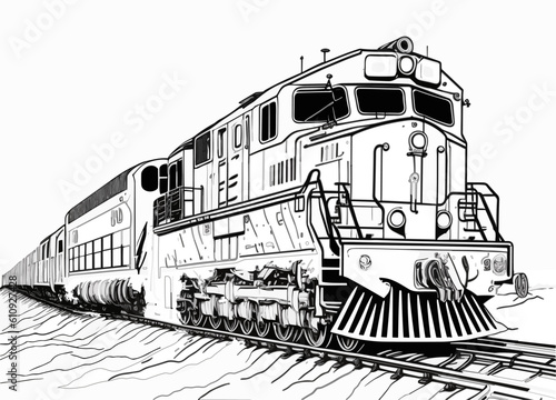 the locomotive of the lines is on the rails