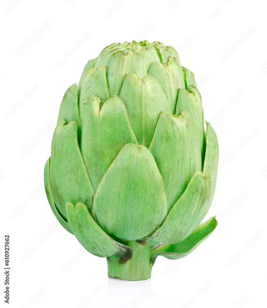 Fototapeta premium Green artichoke isolated on white background.