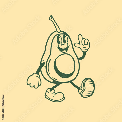 Vintage character design of avocado