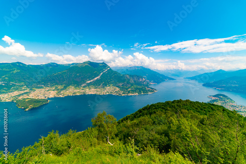 Lake Como, Bellagio, panorama, Como shore and Lecco shore.  © leledaniele
