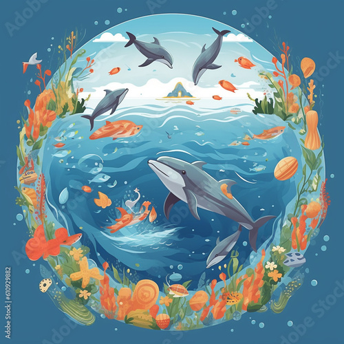 Nature Ocean World Day Illustration AI Generated
