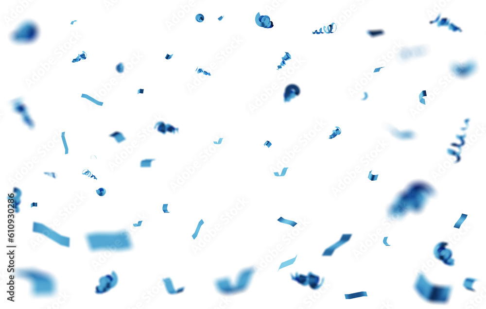 Anniversary celebration blue confetti with glitter particle. - obrazy, fototapety, plakaty 