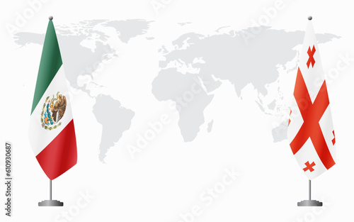 Mexico and Georgia flags for official meeting