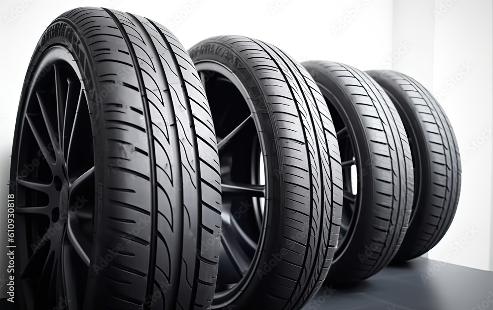 The car wheel isolated on the background. Generative AI. The car wheel isolated on the background. Generative AI.