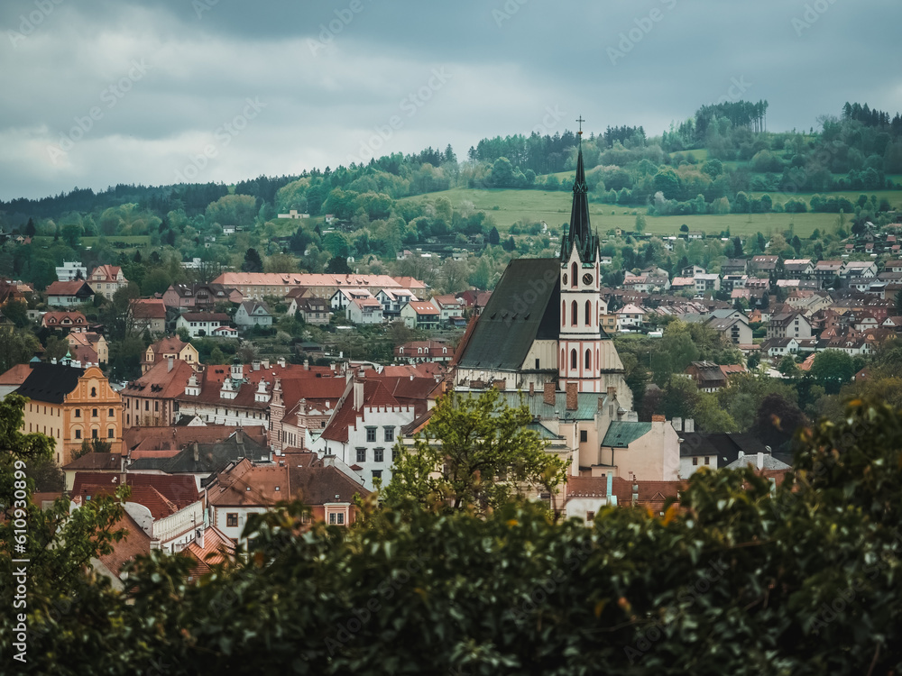 Cesky Krumlov. General panoramic view of the city. Czech Republic