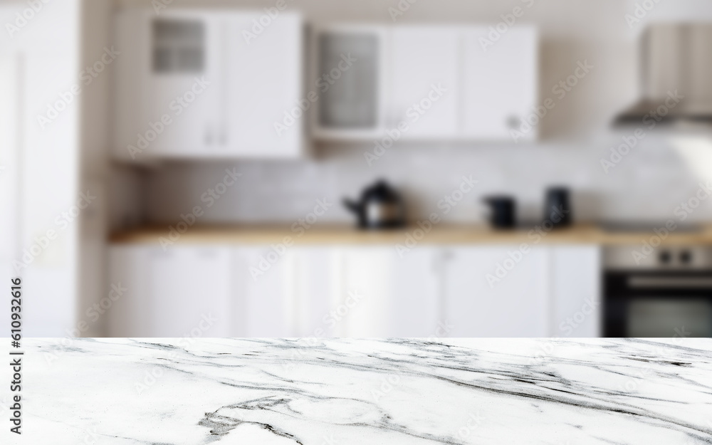 white marble board empty table background. kitchen background white marble board empty table background. kitchen background