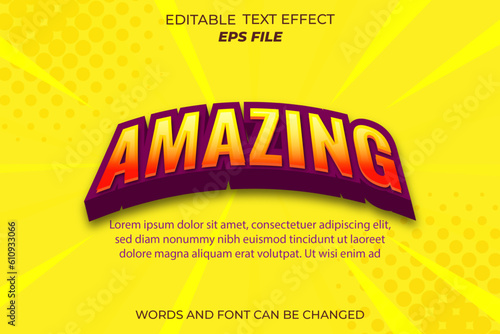 amazing text effect, font editable, typography, 3d text. vector template