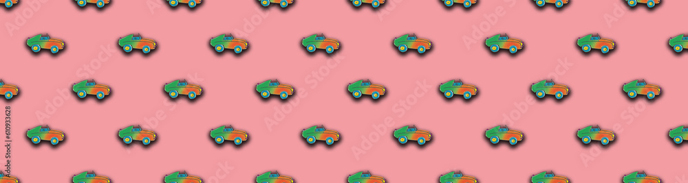 pattern with the image of a painted car. A template for superimposing something on top of something. Horizontal image. Banner for insertion into site. pattern with the image of a painted car. A template for superimposing something on top of something. Horizontal image. Banner for insertion into site.