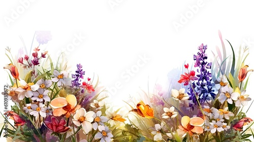 Colorful flowers on white background for painting style. generative Ai  © Areerat