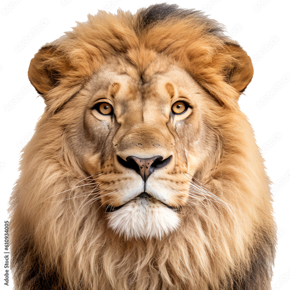 Lion head and mane isolated - Generative AI