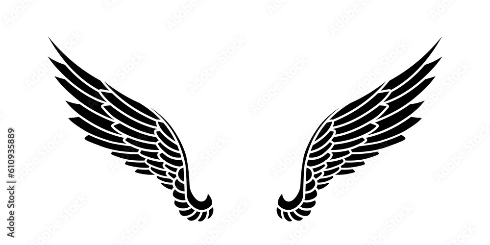 Fototapeta premium Vector silhouette of angel wings logo