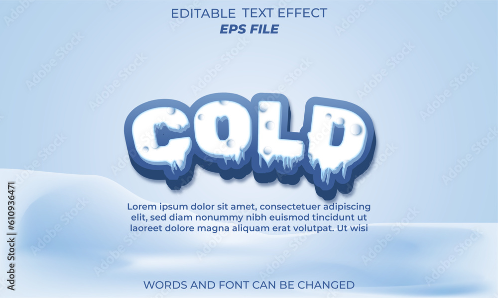 cold text effect, font editable, typography, 3d text. vector template cold text effect, font editable, typography, 3d text. vector template