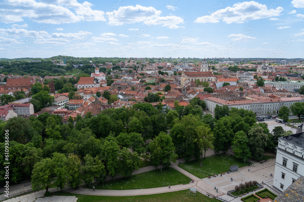 Vilnius city in late spring. View from city hill castle