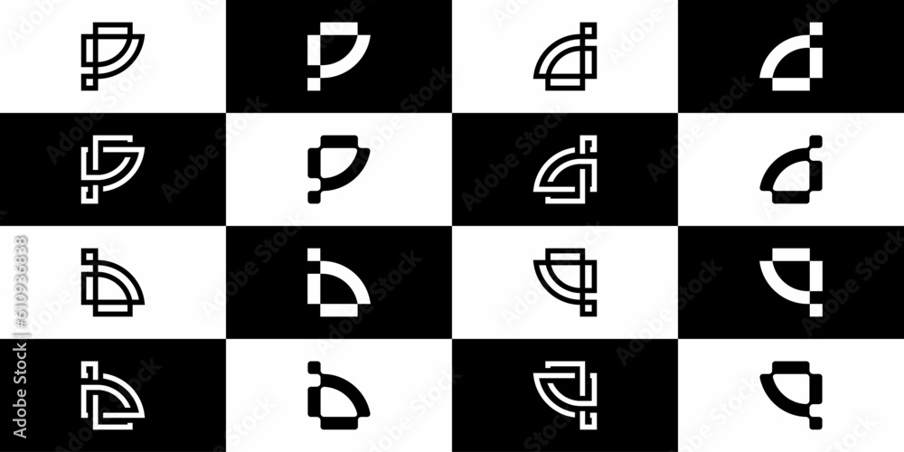 set of technology initials p d b q logo designs icon symbol illustration vector eps 10 - obrazy, fototapety, plakaty 