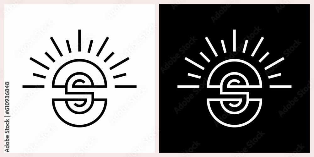 sun spark logo design line art outline icon symbols illustration vector eps 10.
